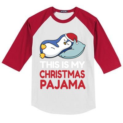 Penguin Christmas Pajama Christmas Gift Kids Colorblock Raglan Jersey