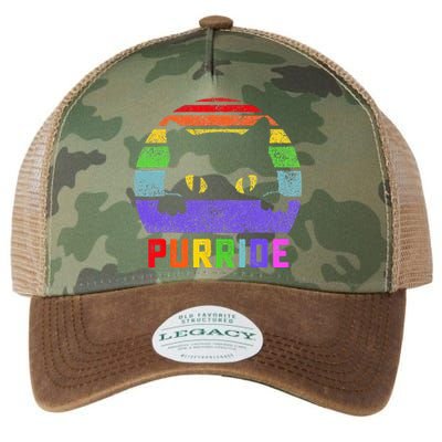 Pride Cat Purride Gay LGBTQ Rainbow Flag Retro Style Legacy Tie Dye Trucker Hat