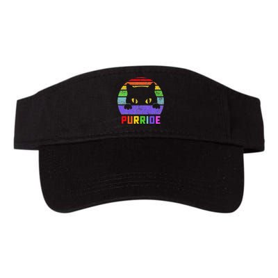 Pride Cat Purride Gay LGBTQ Rainbow Flag Retro Style Valucap Bio-Washed Visor