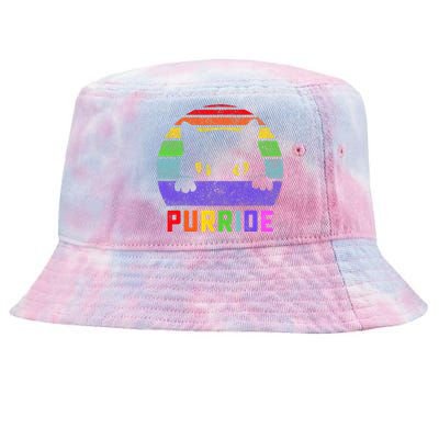 Pride Cat Purride Gay LGBTQ Rainbow Flag Retro Style Tie-Dyed Bucket Hat