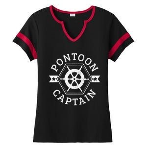 Pontoon Captain Pontooning Boat Boating Nautical Gift Ladies Halftime Notch Neck Tee