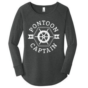 Pontoon Captain Pontooning Boat Boating Nautical Gift Women's Perfect Tri Tunic Long Sleeve Shirt