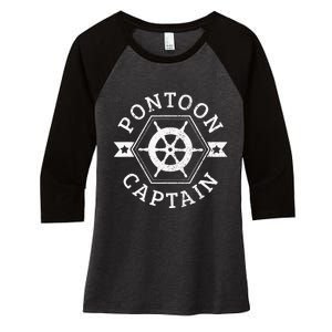 Pontoon Captain Pontooning Boat Boating Nautical Gift Women's Tri-Blend 3/4-Sleeve Raglan Shirt