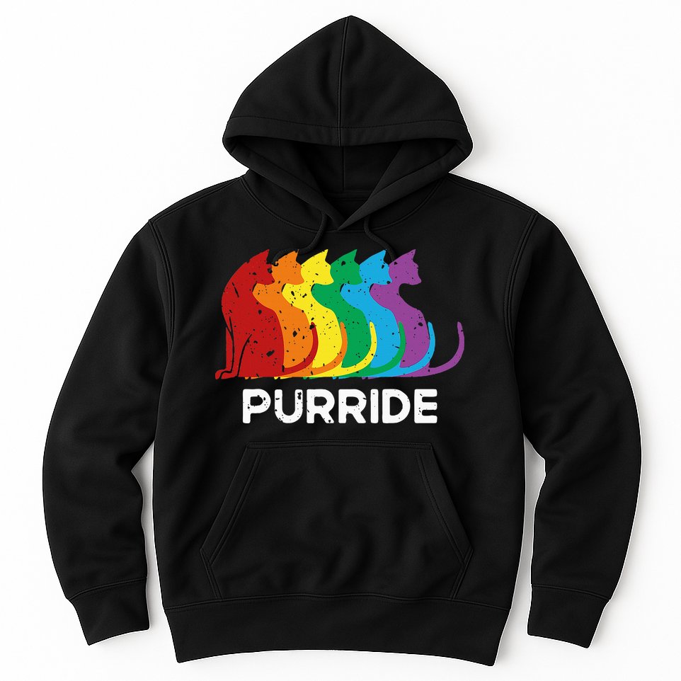 Purride Cat Pride Ally Lgbt Community Rainbow Pride Hoodie