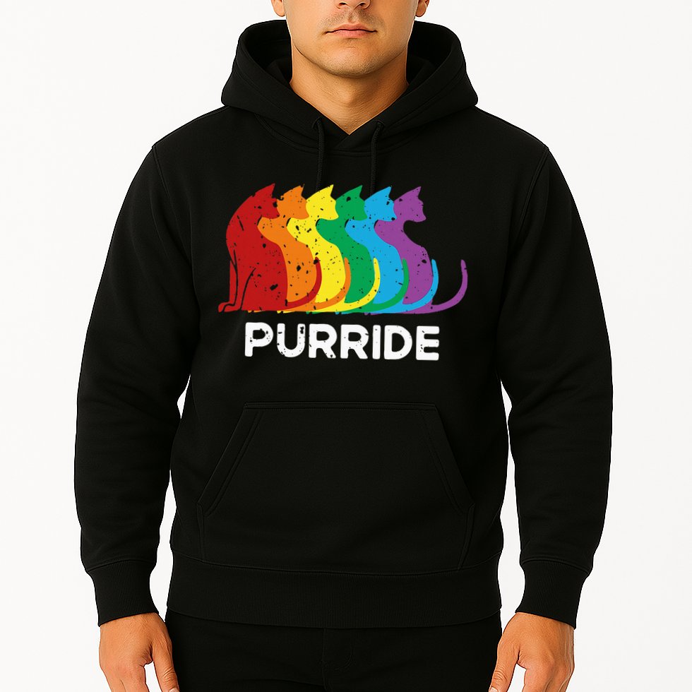 Purride Cat Pride Ally Lgbt Community Rainbow Pride Hoodie