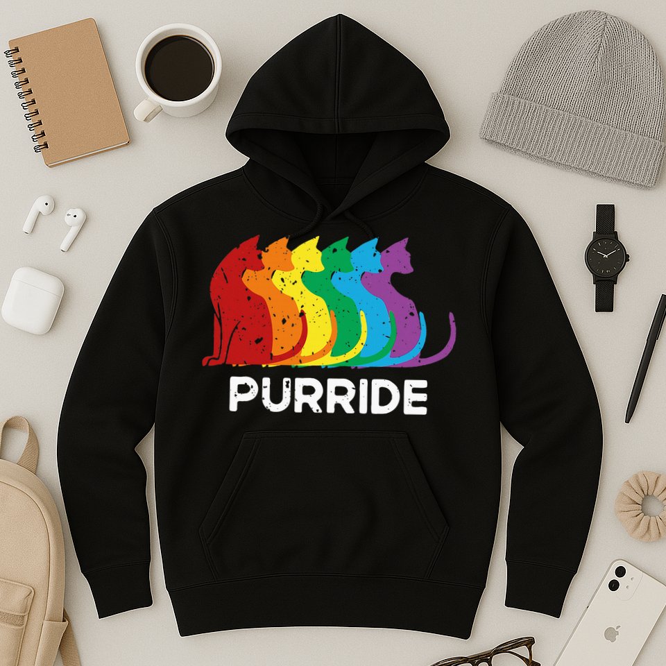 Purride Cat Pride Ally Lgbt Community Rainbow Pride Hoodie