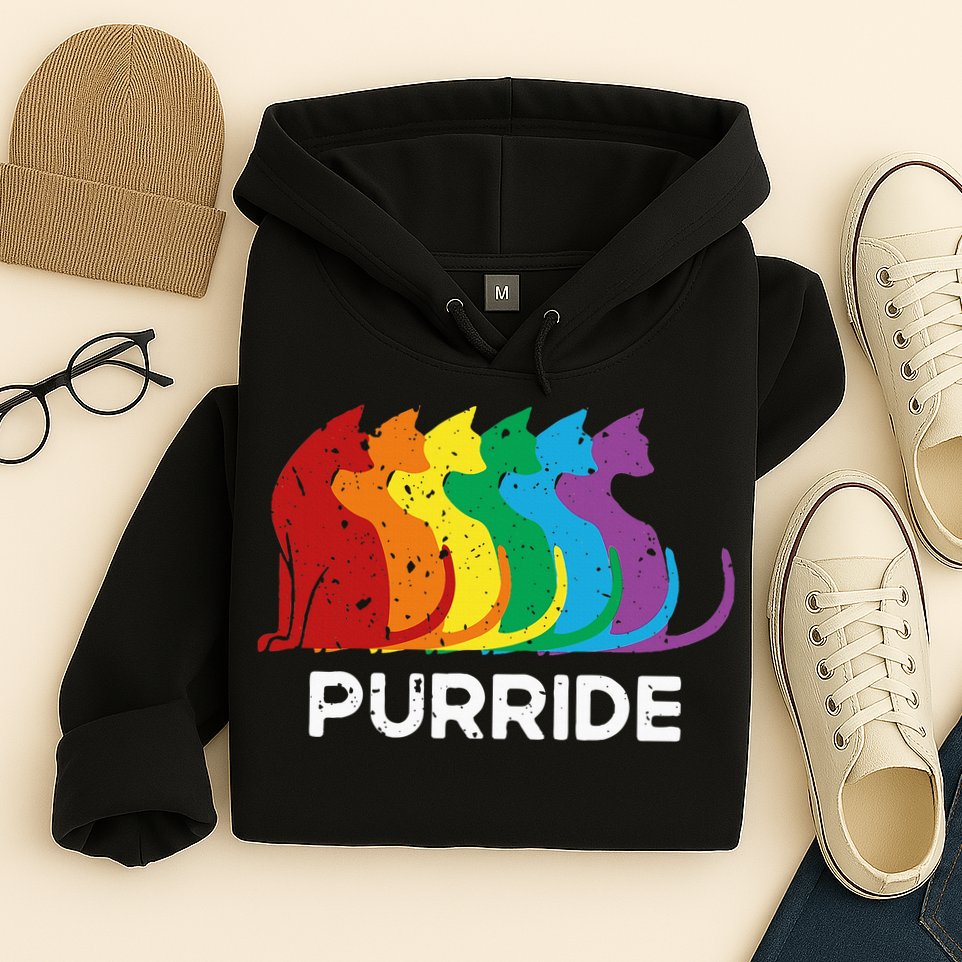 Purride Cat Pride Ally Lgbt Community Rainbow Pride Hoodie