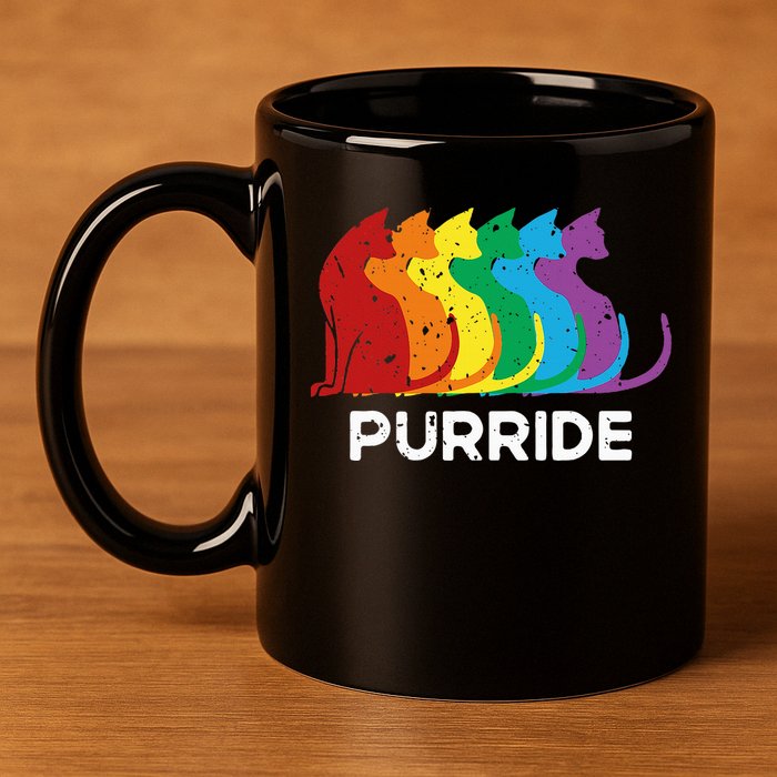 Purride Cat Pride Ally Lgbt Community Rainbow Pride 11oz C Handle Ceramic Mug