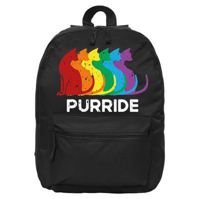 Purride Cat Pride Ally Lgbt Community Rainbow Pride 16 in Basic Backpack