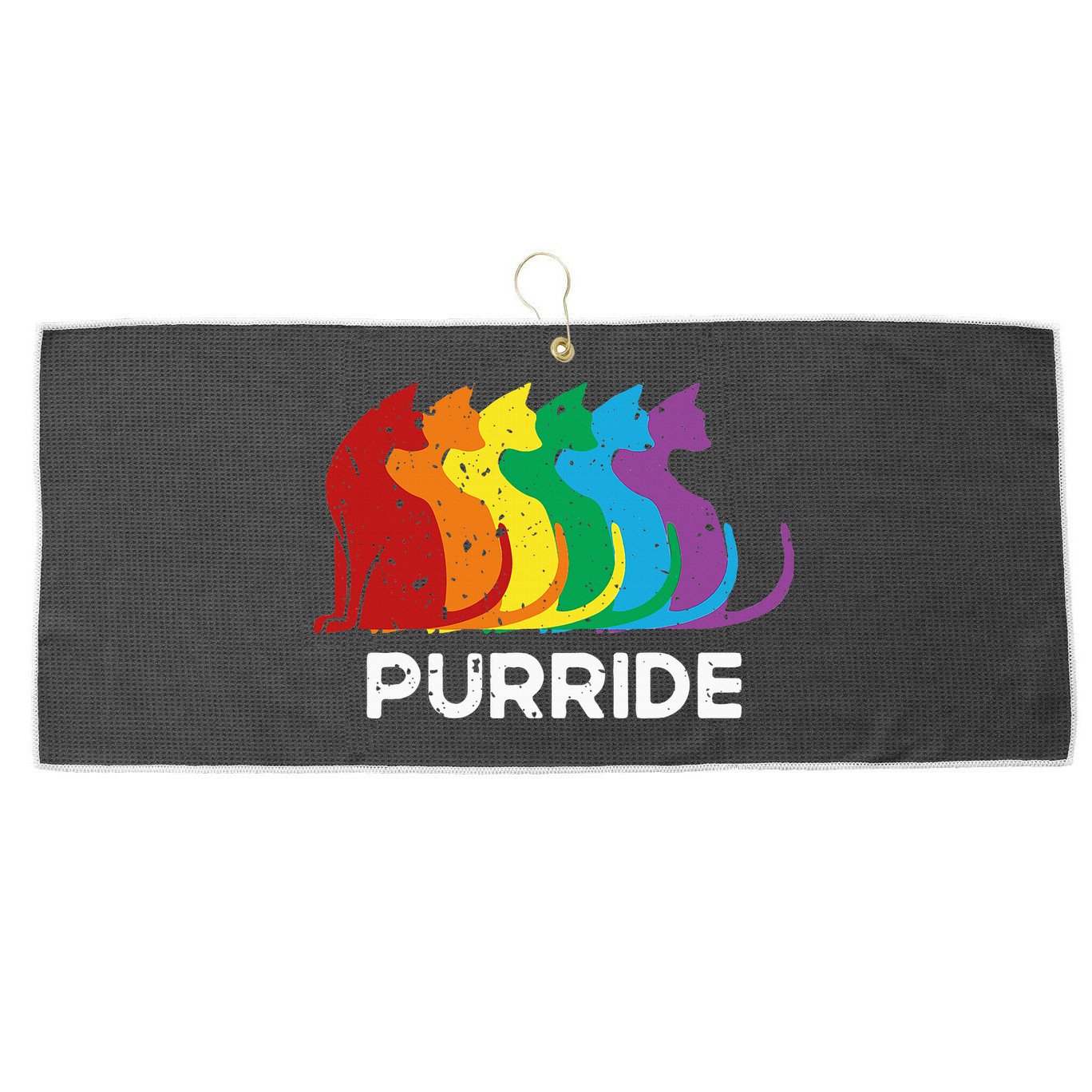 Purride Cat Pride Ally Lgbt Community Rainbow Pride Large Microfiber Waffle Golf Towel