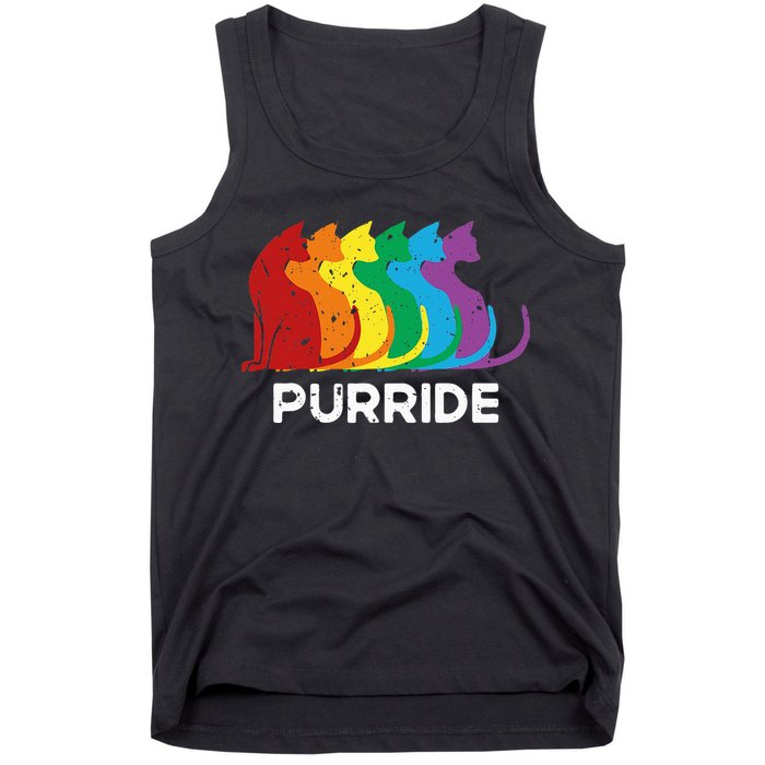 Purride Cat Pride Ally Lgbt Community Rainbow Pride Tank Top