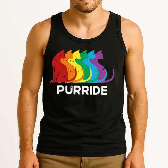 Purride Cat Pride Ally Lgbt Community Rainbow Pride Tank Top