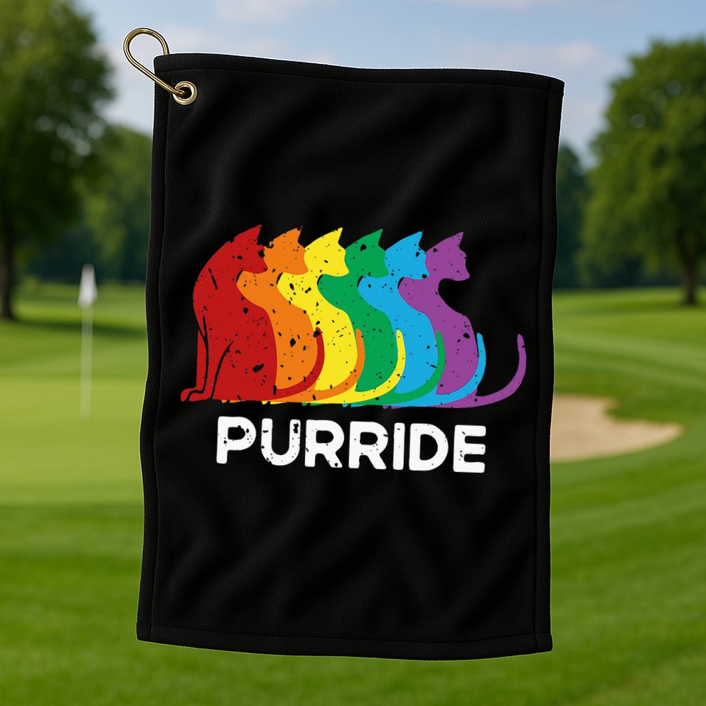 Purride Cat Pride Ally Lgbt Community Rainbow Pride Golf Towel