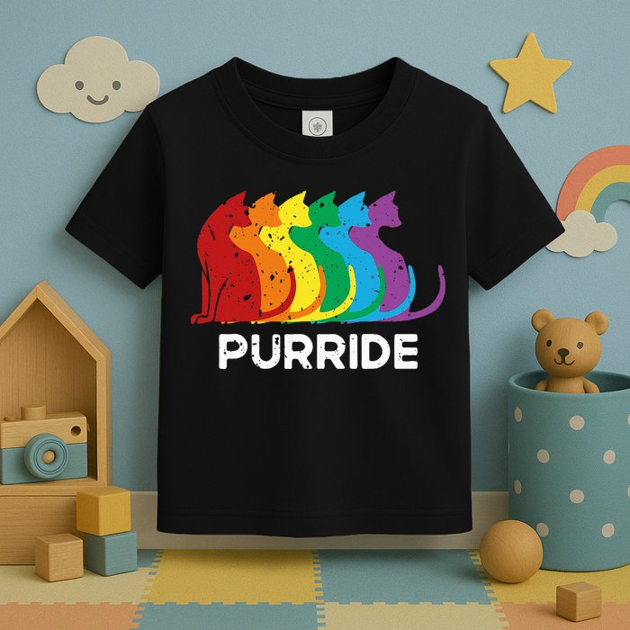 Purride Cat Pride Ally Lgbt Community Rainbow Pride Toddler T-Shirt