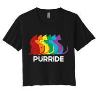 Purride Cat Pride Ally Lgbt Community Rainbow Pride Women's Crop Top Tee