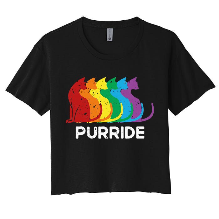Purride Cat Pride Ally Lgbt Community Rainbow Pride Women's Crop Top Tee