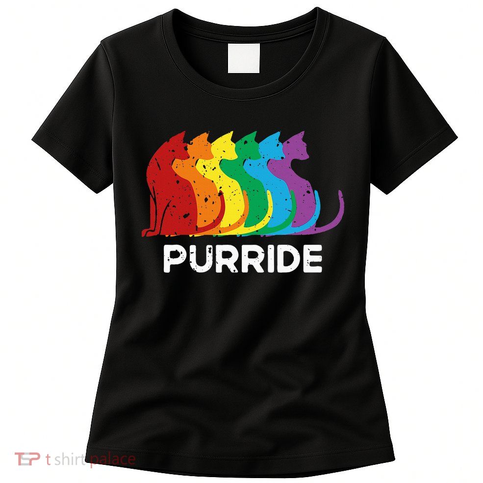 Purride Cat Pride Ally Lgbt Community Rainbow Pride Womens T-Shirt