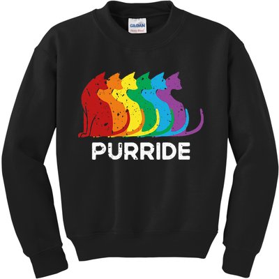 Purride Cat Pride Ally Lgbt Community Rainbow Pride Kids Sweatshirt