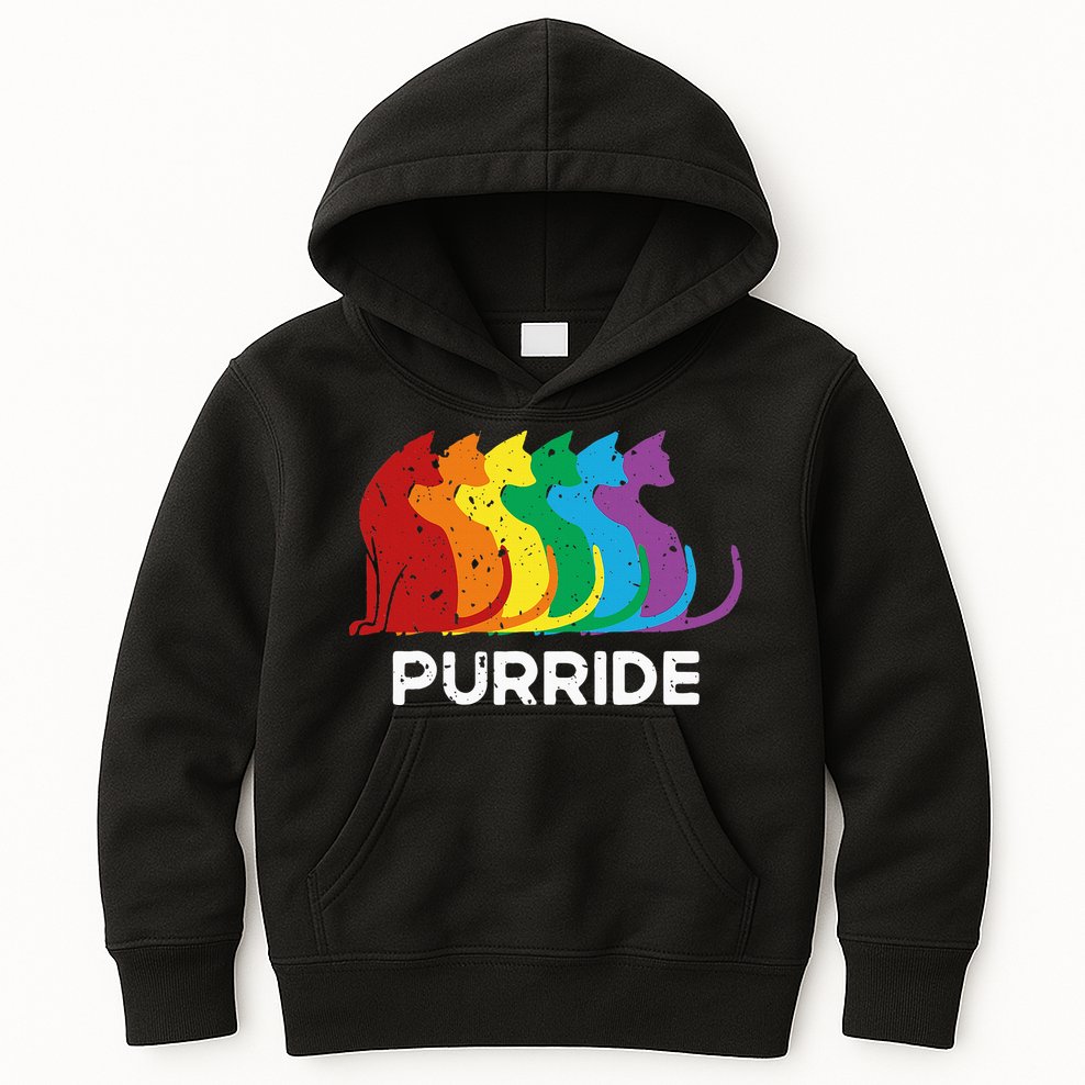 Purride Cat Pride Ally Lgbt Community Rainbow Pride Kids Hoodie