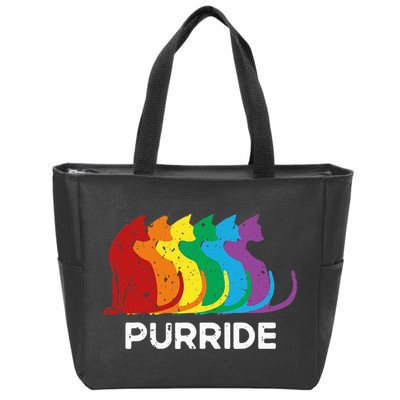 Purride Cat Pride Ally Lgbt Community Rainbow Pride Zip Tote Bag