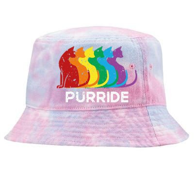 Purride Cat Pride Ally Lgbt Community Rainbow Pride Tie-Dyed Bucket Hat