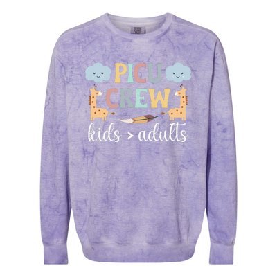 PICU Crew PICU Nurse Squad Pediatric Intensive Care Unit Colorblast Crewneck Sweatshirt