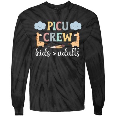 PICU Crew PICU Nurse Squad Pediatric Intensive Care Unit Tie-Dye Long Sleeve Shirt