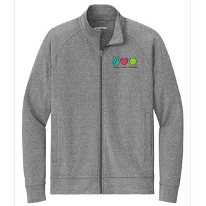 Pickleball Court Play Funny Peace & Love Design Stretch Full-Zip Cadet Jacket