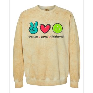 Pickleball Court Play Funny Peace & Love Design Colorblast Crewneck Sweatshirt