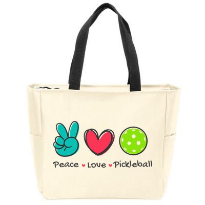Pickleball Court Play Funny Peace & Love Design Zip Tote Bag
