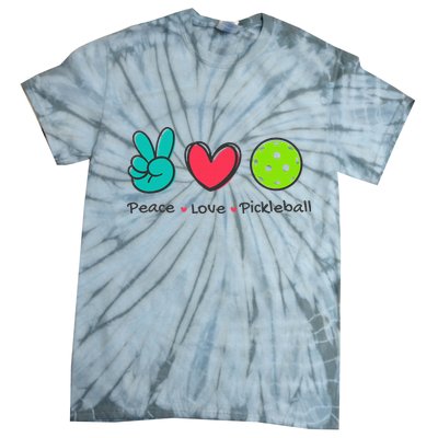 Pickleball Court Play Funny Peace & Love Design Tie-Dye T-Shirt