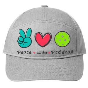 Pickleball Court Play Funny Peace & Love Design 7-Panel Snapback Hat