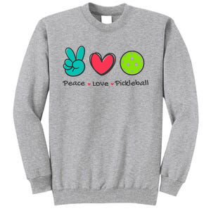 Pickleball Court Play Funny Peace & Love Design Tall Sweatshirt