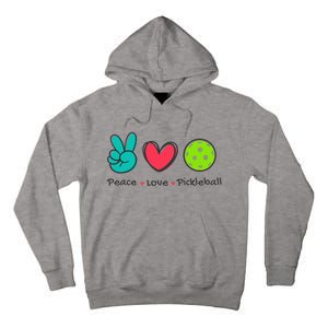 Pickleball Court Play Funny Peace & Love Design Tall Hoodie