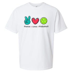 Pickleball Court Play Funny Peace & Love Design Sueded Cloud Jersey T-Shirt