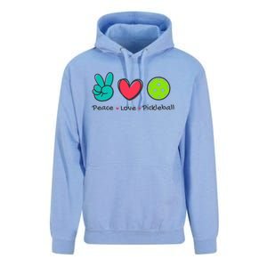 Pickleball Court Play Funny Peace & Love Design Unisex Surf Hoodie