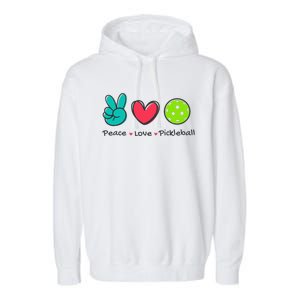 Pickleball Court Play Funny Peace & Love Design Garment-Dyed Fleece Hoodie