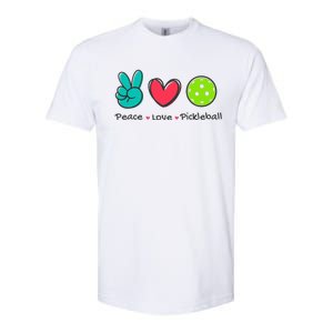 Pickleball Court Play Funny Peace & Love Design Softstyle CVC T-Shirt