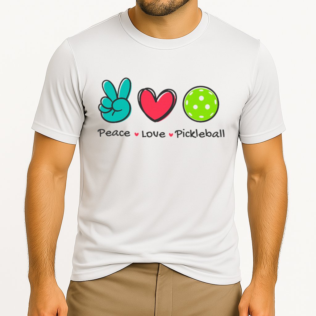 Pickleball Court Play Funny Peace & Love Design Cooling Performance Crew T-Shirt