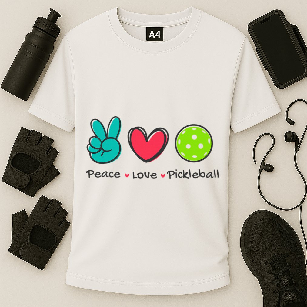 Pickleball Court Play Funny Peace & Love Design Cooling Performance Crew T-Shirt