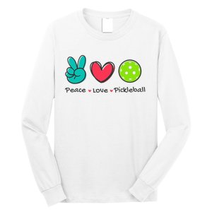 Pickleball Court Play Funny Peace & Love Design Long Sleeve Shirt