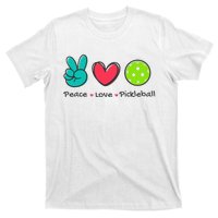 Pickleball Court Play Funny Peace & Love Design T-Shirt