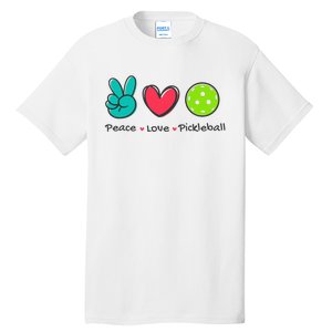 Pickleball Court Play Funny Peace & Love Design Tall T-Shirt