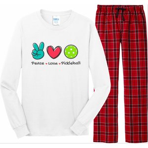 Pickleball Court Play Funny Peace & Love Design Long Sleeve Pajama Set