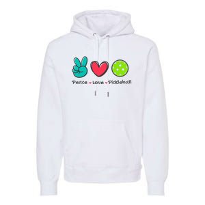 Pickleball Court Play Funny Peace & Love Design Premium Hoodie