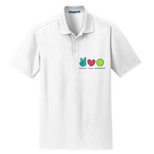 Pickleball Court Play Funny Peace & Love Design Dry Zone Grid Polo