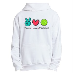 Pickleball Court Play Funny Peace & Love Design Urban Pullover Hoodie