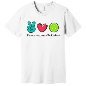 Pickleball Court Play Funny Peace & Love Design Premium T-Shirt