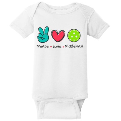 Pickleball Court Play Funny Peace & Love Design Baby Bodysuit