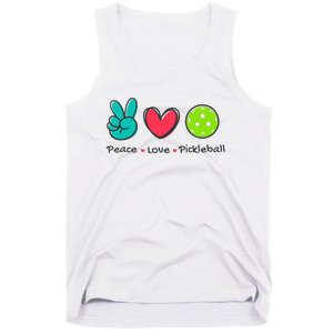 Pickleball Court Play Funny Peace & Love Design Tank Top